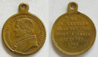 B719 France 1862 Morlot Cardinal Paris Bronze Medal photo