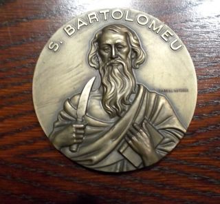 Orig.  Bronze Medal By Cabral Antunes Portugal St.  Bartolomeu Bartholomew Apostle photo
