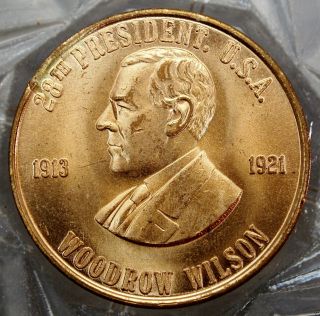 Woodrow Wilson 28th President Of The U.  S.  A.  Brass Collectors Token. . .  10521 photo