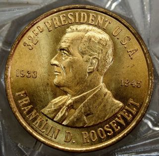 Franklin Roosevelt 32nd President Of The U.  S.  A.  Brass Collectors Token. . .  10522 photo
