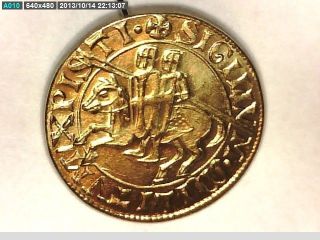 2rooks Freemason Masonic Gold Color Medal Horse & 2 Knights Coin Gift photo