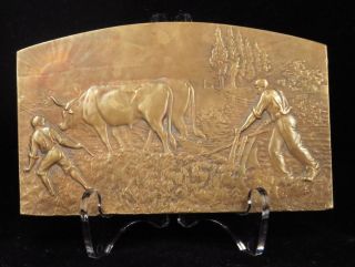 Marie - Alexandre Coudray French Bronze Plaque Medal Agriculture photo