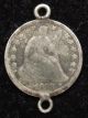 Love Token Charm 1858 Seated Liberty Silver Half Dime Engraved D J R (b21) Exonumia photo 1