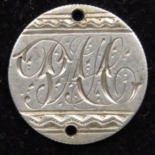 Love Token Charm 1875 Seated Liberty Silver Dime Engraved P A H (b39) photo