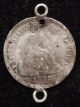 Love Token Charm 1868 Seated Liberty Silver Half Dime Engraved H E (b14) Exonumia photo 1