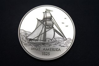 Norway Usa Silver Proof Medal Commemorating Emigration To America 1825 photo