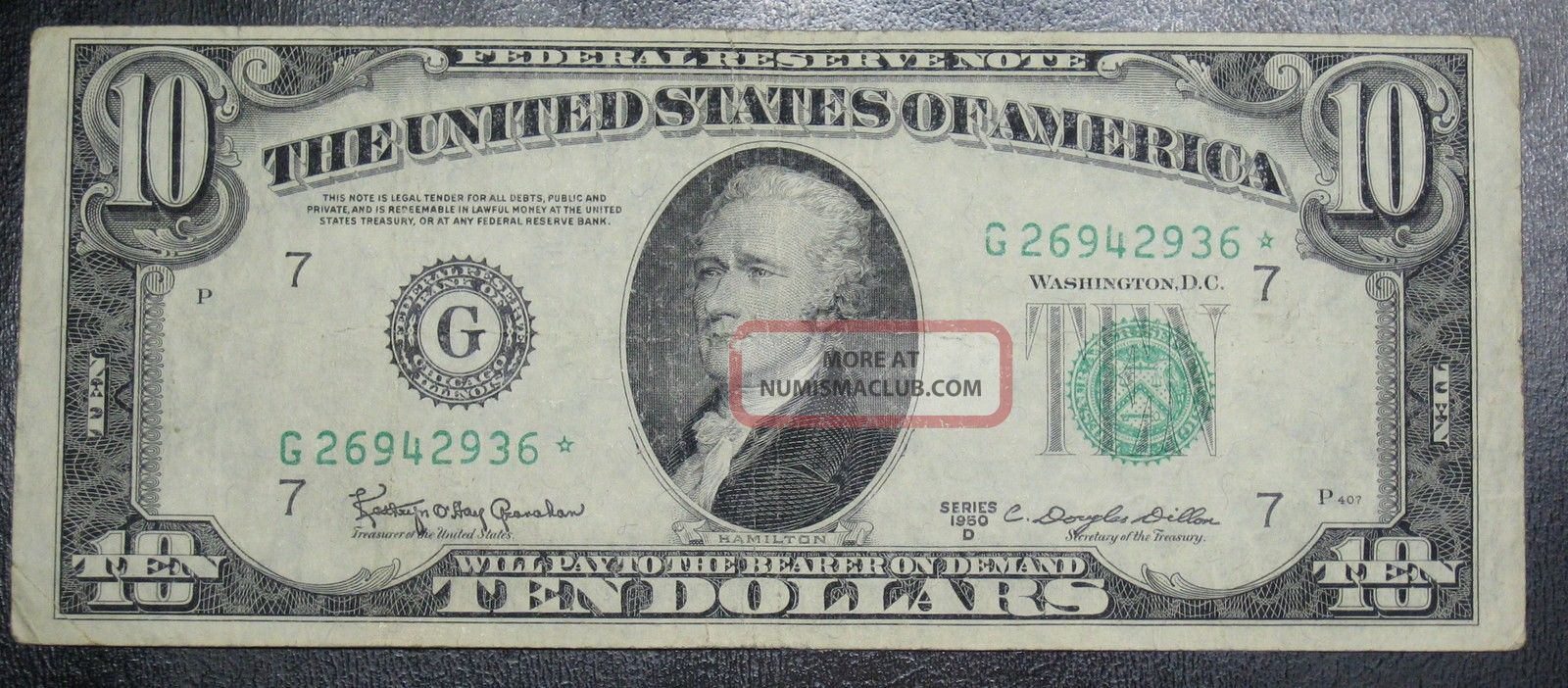 1950 D $10 Dollar Federal Reserve Star Note Chicago Grading Vf 2936 Pm5 Small Size Notes photo