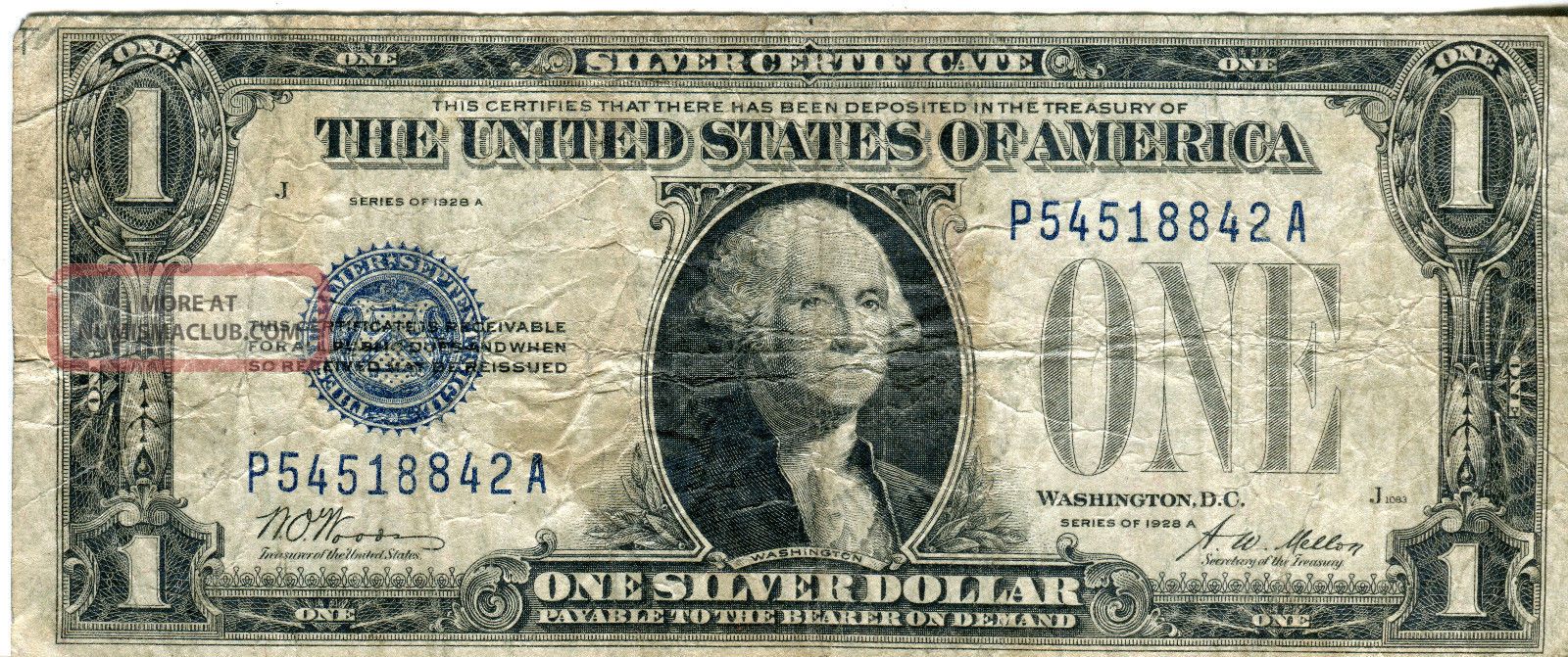1928a $1 Funny Back Silver Certificate.  Vg/f Small Size Notes photo