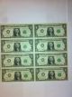 Uncut Sheet $1x 8 Legal 1 Dollar Real Currency Note Rare Usa Bills - Usa Small Size Notes photo 1
