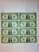 Uncut Sheet $1x 8 Legal 1 Dollar Real Currency Note Rare Usa Bills - Usa Small Size Notes photo 2