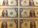 Uncut Sheet $1x 8 Legal 1 Dollar Real Currency Note Rare Usa Bills - Usa Small Size Notes photo 3