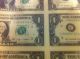 Uncut Sheet $1x 8 Legal 1 Dollar Real Currency Note Rare Usa Bills - Usa Small Size Notes photo 4