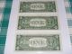 1957 - B Three Consecutive $1 / Uncirculated Silver Certificates Small Size Notes photo 1