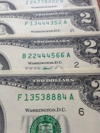 2 Dollar Luckynumbers Unc Notes Crisp Notes (8) 2003 photo