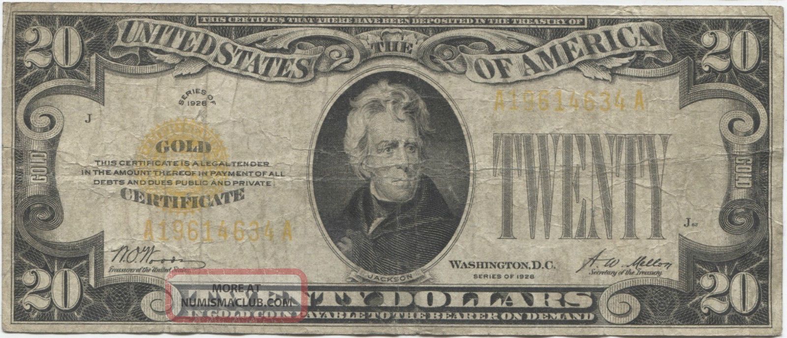 Series 1928 $20 Gold Certificate Small Size Notes photo