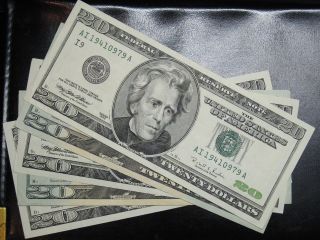1996 1999 2001 2004 2006 $20 Dollar Federal Reserve Notes As Pictured 0979a Pm5 photo
