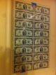 1976 - 16 Uncut Sheet X 2 Dollar Federal Reserve Bank - Uncirculated - Crisp Notes Small Size Notes photo 9