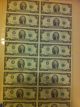 1976 - 16 Uncut Sheet X 2 Dollar Federal Reserve Bank - Uncirculated - Crisp Notes Small Size Notes photo 8