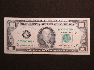 1988 $100 Us Dollar Bank Note B0584566 Replacement Star Bill United States photo