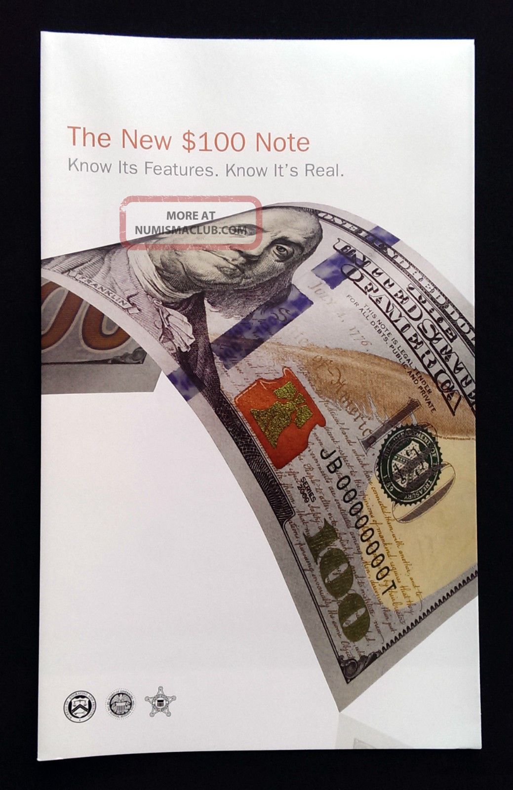 Usa 100 Dollars 2009 Information Brochure Small Size Notes photo