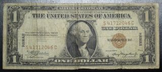 1935 A One Dollar Silver Certificate Hawaii Note Grading Vg 2046c Pm6 photo