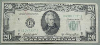 1950 A $20 Dollar Federal Reserve Note Grading Fine St Louis 7337a Pm2 photo
