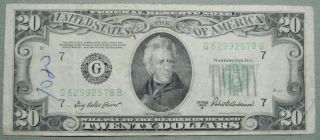 1950 B $20 Dollar Federal Reserve Note Grading Vf Chicago 2578b Pm2 photo