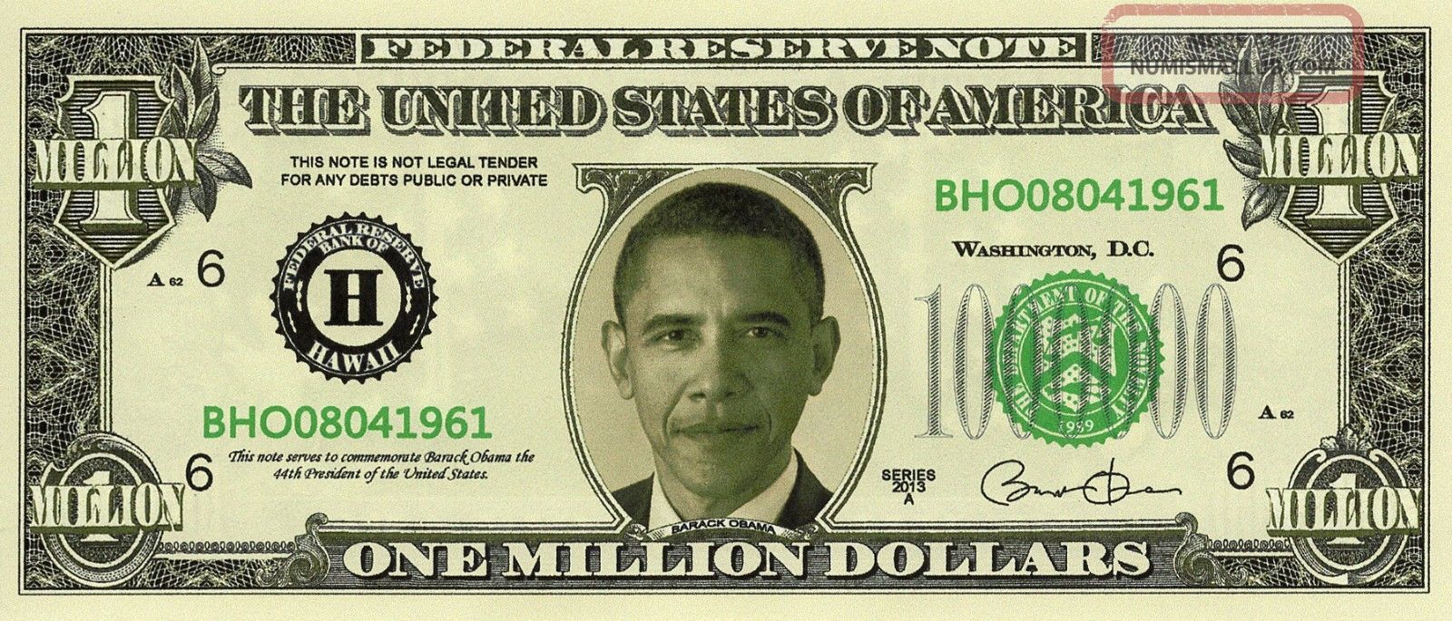 Barack Obama 1 Million Dollar Bills, Realistic Looking Fake Novelty