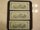 3 Uncirculated $2 Dollar Bills & Crisp,  Sequential Order Small Size Notes photo 1