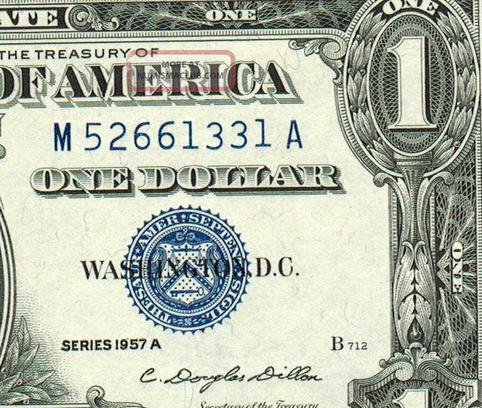 1957a $1 Silver Certificate Gem Uncirculated More Currency 4 (^x Small Size Notes photo