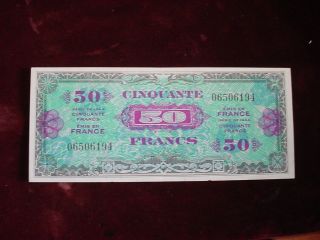 1944 France 50 Francs Allied Military Currency Extra Fine + photo