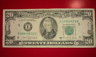 $20 U.  S.  A.  F.  R.  N.  Federal Reserve Note Series 1988a E59849533b photo