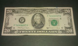 $20 U.  S.  A.  Frn Federal Reserve Note Series 1988a F72328837c photo