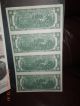 (4) 1976 $2 Dollar Starred Uncut Uncirculated Consecutive Us Bills Small Size Notes photo 9