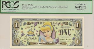 2005 2nd Issue $1 Cinderella Disney Dollar Pcgs 64ppq Disney Store T Series photo