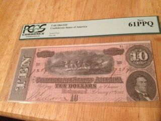 Pcgs 61 Ppq $10 Confederate States Of America - photo