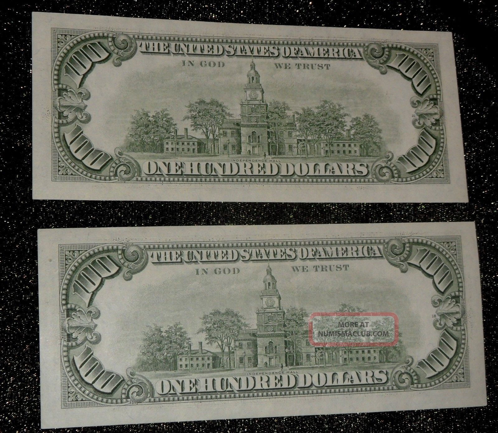  2 Consecutive 1985 100 One Hundred Dollar Bills Uncirc 