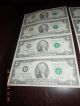 (4) 1976 $2 Dollar Uncut Uncirculated Consecutive Us Bills Small Size Notes photo 1