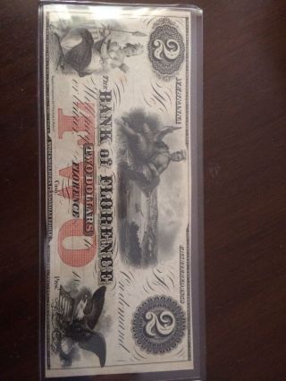 $2 The Bank Of Florence,  Nebraska 1856 photo