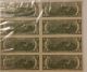 1976 H Series Star $2.  00 Uncirculated And Uncut Sheet Of 8 Notes Small Size Notes photo 1