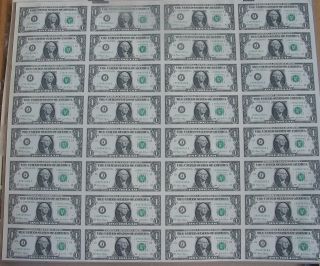 Usa$1 For 32 Uncut Sheet,  So Lucky 99xxxxxxx,  Legal Us Notes,  Real Money,  Ser.  2009 photo