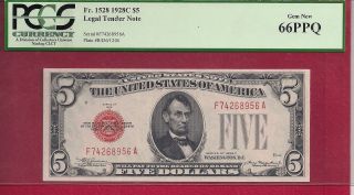1928c $5 Legal Tender Note (red Seal) Fr.  1528 Pcgs 66ppq photo