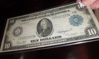 1914 $10 Dollar Blue Seal Us Bill / photo