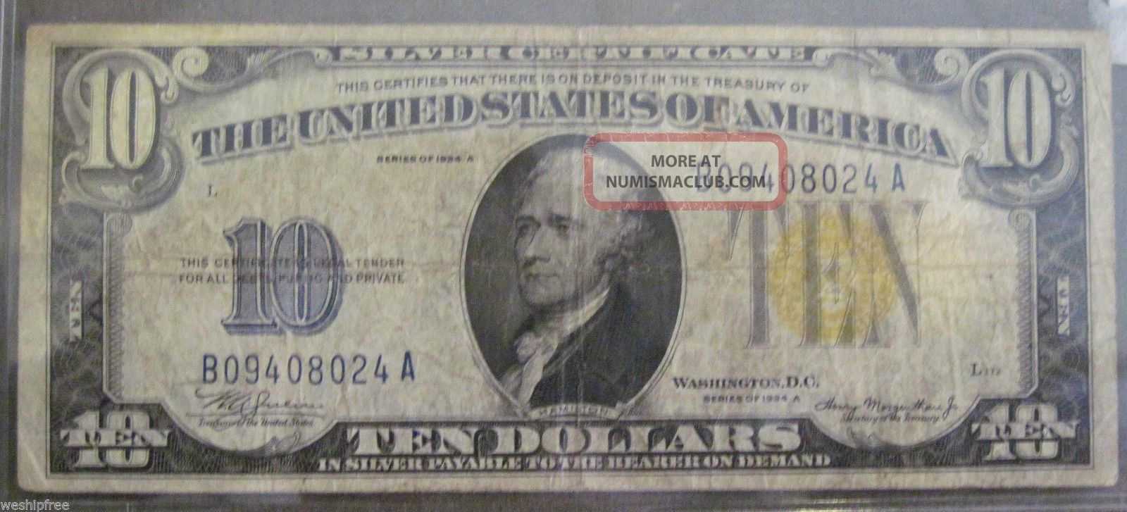 1934 A $10 North African Silver Certificate (523a) Small Size Notes photo