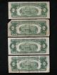 4 1953 Two Dollar Notes Red Seal United States Notes Small Size Notes photo 1