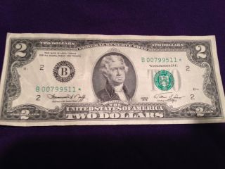 1976 $2 Two Dollar Star Note Low Serial York photo