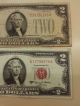 Two Red Seal $2 Notes.  1928d & 1963a. Small Size Notes photo 1