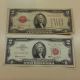 Two Red Seal $2 Notes.  1928d & 1963a. Small Size Notes photo 2