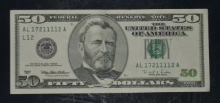 1996 $50 Fifty Dollar Bill,  San Francisco S 17211112a Crisp Fancy photo