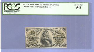 Fr 1295 Third Issue 25 Cents Fesseden Fractional Currency Pcgs Almost Unc 50 photo